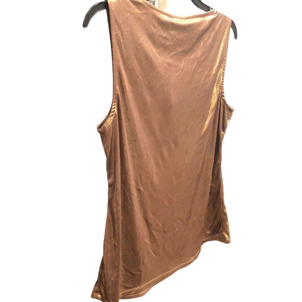 New Premise Studio Antoinette Bronze Gold Foil Dress Tank Top Blouse Large - Picture 3 of 7